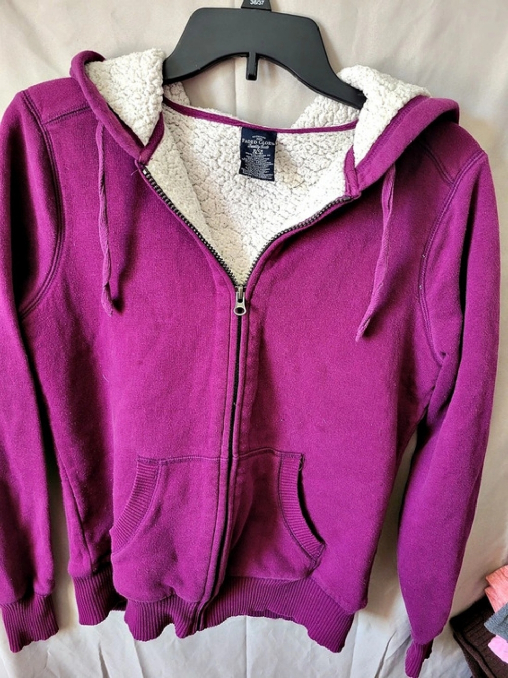 Faded Glory Women's Sherpa-Lined Full-Zip Hoodie Purple